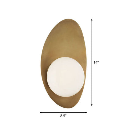 Aurélie Antique Brass Oval Wall Sconce with Glass Globe