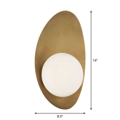 Aurélie Antique Brass Oval Wall Sconce with Glass Globe