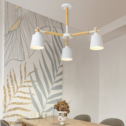 Céleste Macaron Radial Chandelier with Wooden Arms