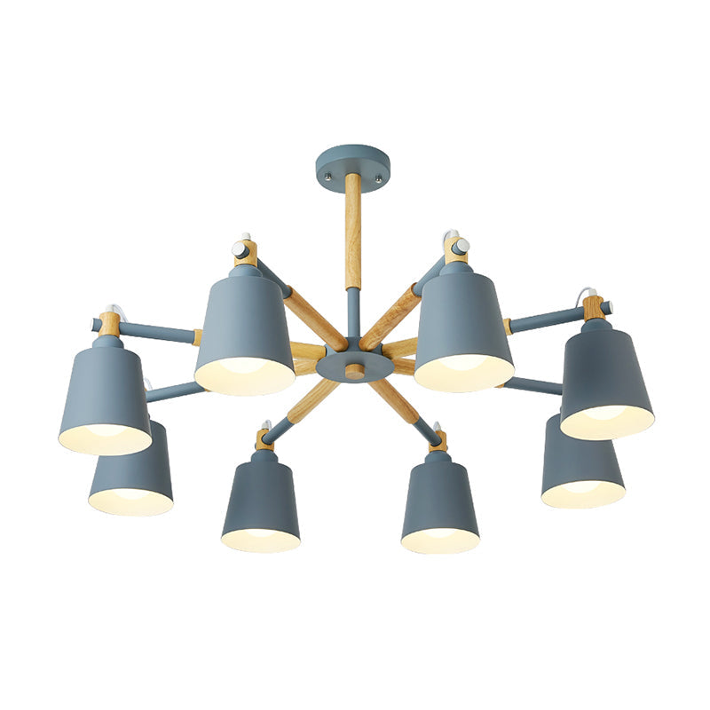 Céleste Macaron Radial Chandelier with Wooden Arms