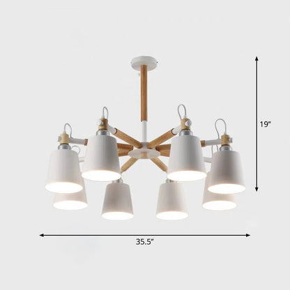 Céleste Macaron Radial Chandelier with Wooden Arms