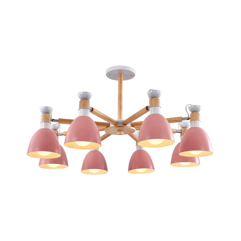 Émilie Macaron Bell Kronleuchter mit Holzstange Anhänger