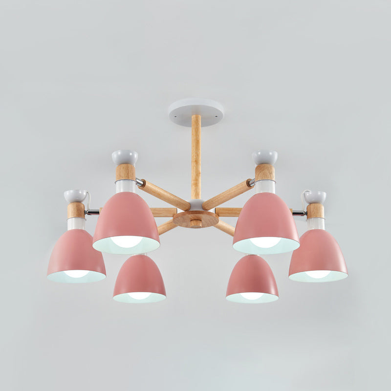 Émilie Macaron Bell Kronleuchter mit Holzstange Anhänger