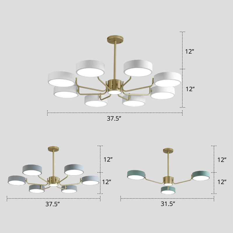 Léonie Minimalist Round LED Chandelier with Acrylic Rings