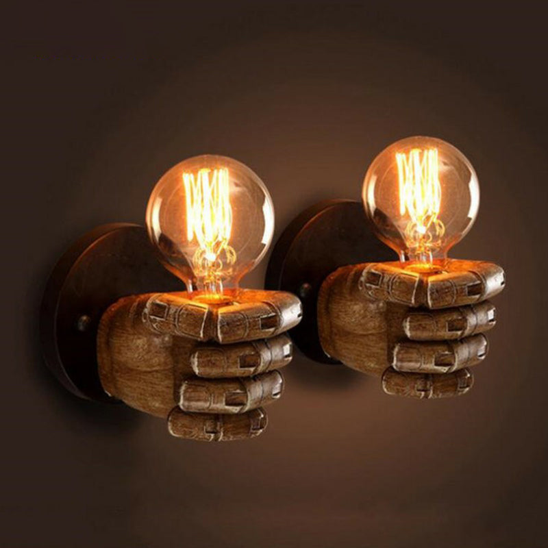 Océane Brown Faust Wandleuchte – Wandlampe im Loft-Stil aus Kunstharz