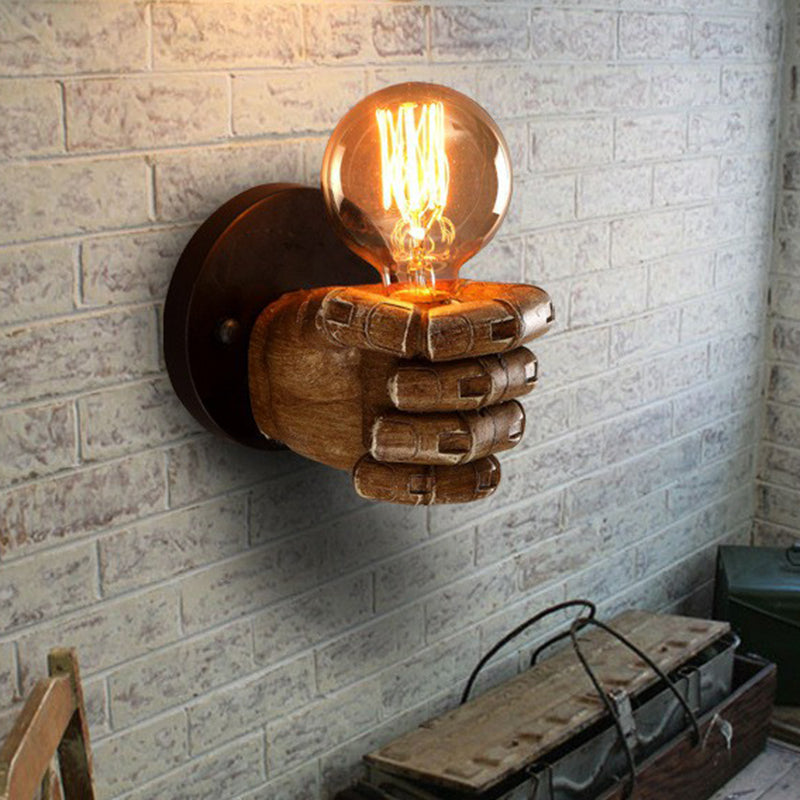 Océane Brown Faust Wandleuchte – Wandlampe im Loft-Stil aus Kunstharz