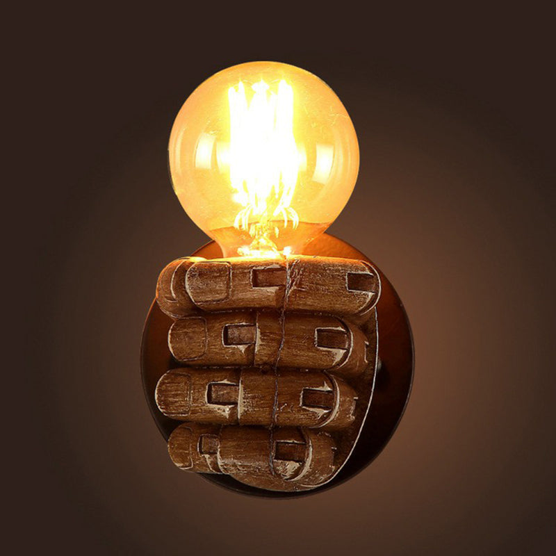 Océane Brown Faust Wandleuchte – Wandlampe im Loft-Stil aus Kunstharz