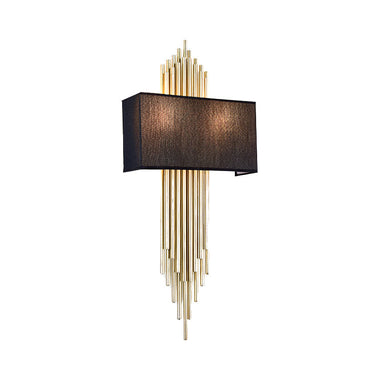 Camille Double-Head Fabric Wall Lamp – Black/White/Flaxen, 14"–16"
