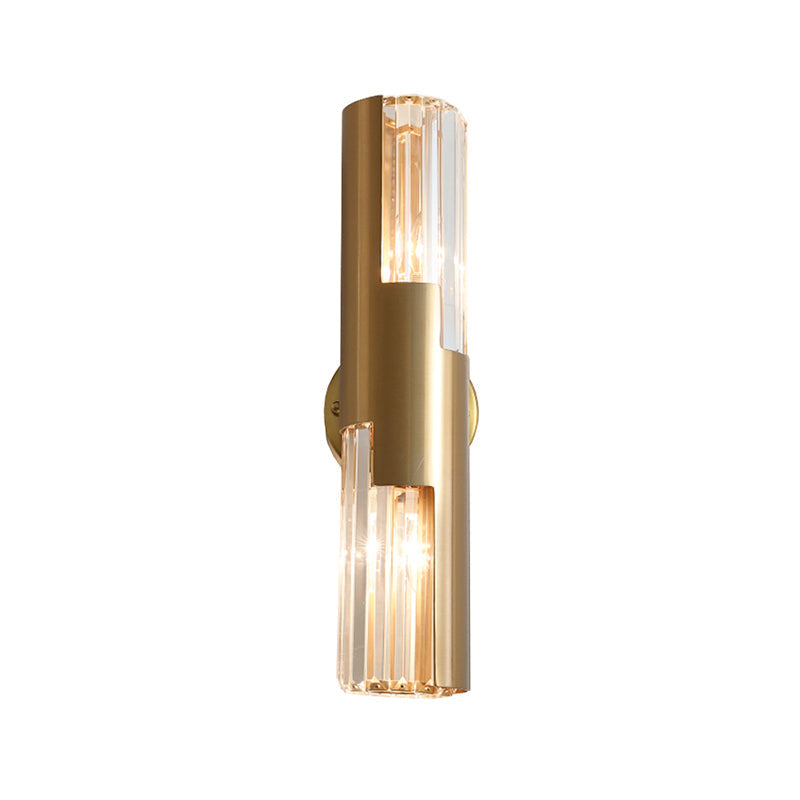 Amandine Minimalistische Wandleuchte mit 2 Köpfen aus K9-Kristall, Gold