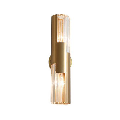 Amandine Minimalistische Wandleuchte mit 2 Köpfen aus K9-Kristall, Gold