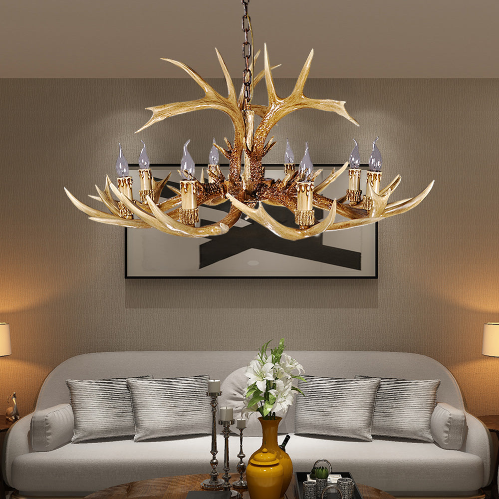 Adélie Rustic Antler Resin Chandelier Ceiling Light