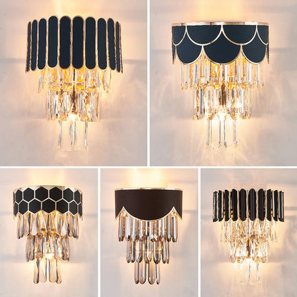 Isabelle Minimalist Tapered Crystal 3-Head Wall Sconce Black