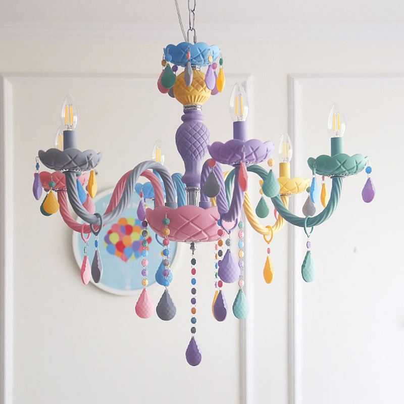 Amélie Lila Macaron Glas Kinder Kronleuchter