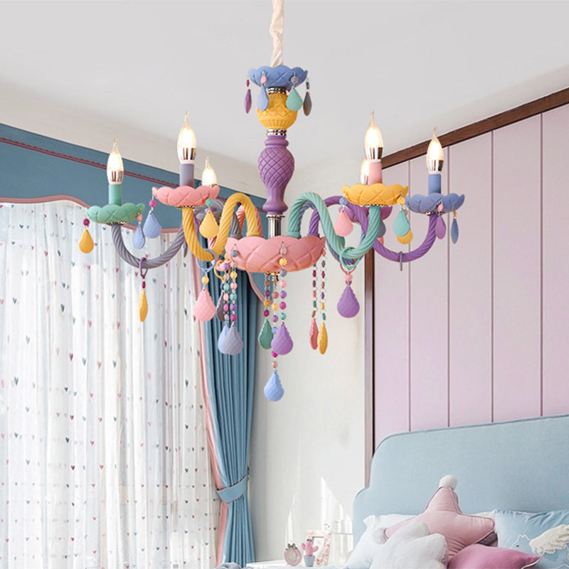 Amélie Lila Macaron Glas Kinder Kronleuchter