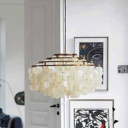 Aurélie Vintage White Shell Chandelier 6-Light Pendant