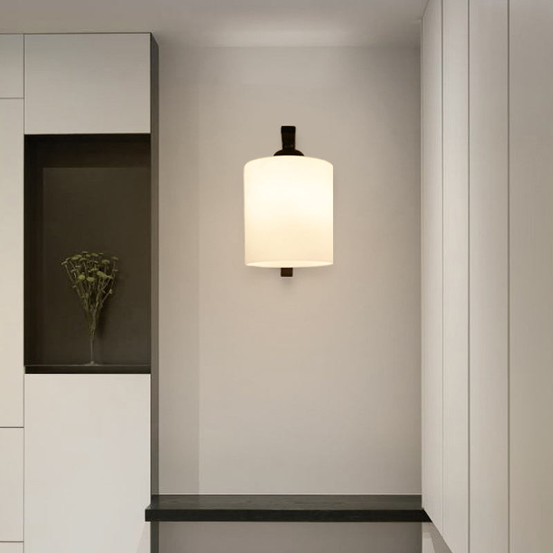 Clémence Cylindrical White Glass Wall Sconce
