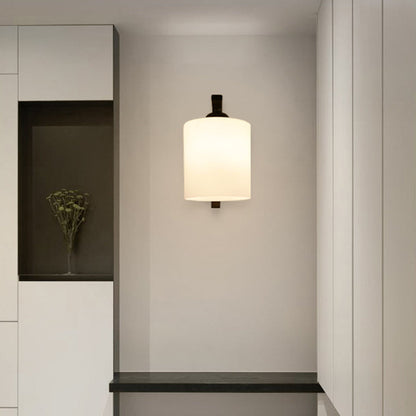 Clémence Cylindrical White Glass Wall Sconce