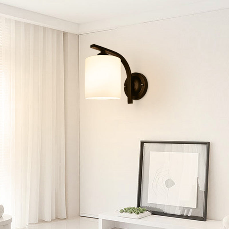 Clémence Cylindrical White Glass Wall Sconce
