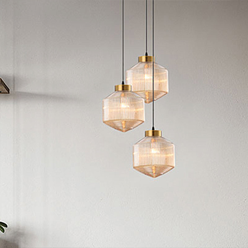 Camille Modern Trommel Pendelleuchte aus Prismenglas