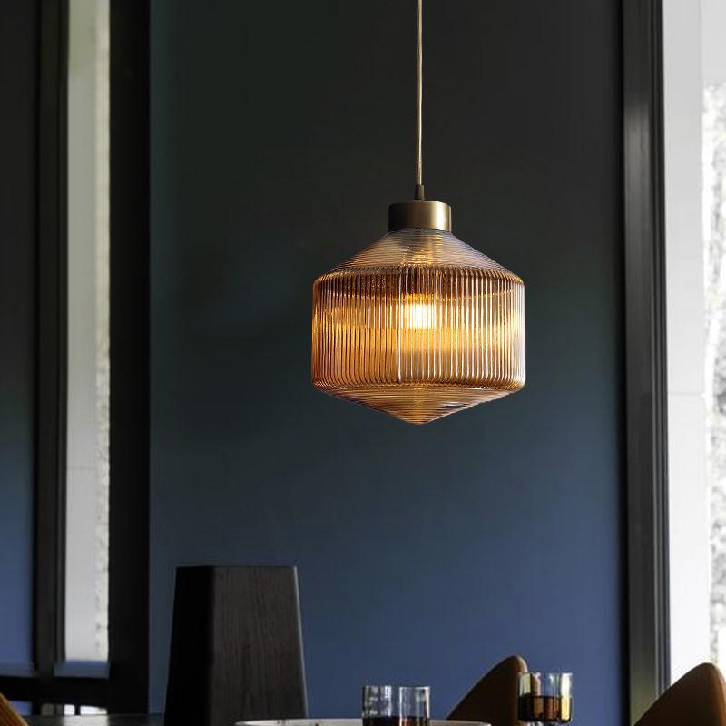 Camille Modern Trommel Pendelleuchte aus Prismenglas