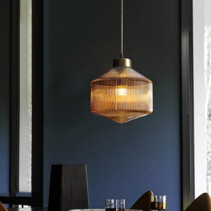 Camille Modern Trommel Pendelleuchte aus Prismenglas