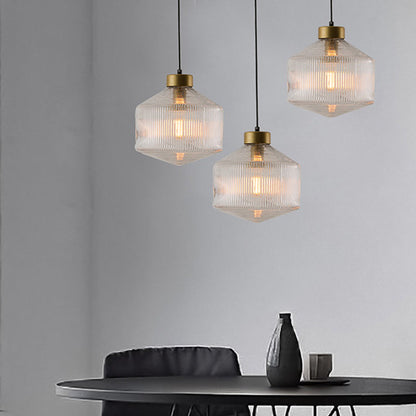Camille Modern Trommel Pendelleuchte aus Prismenglas