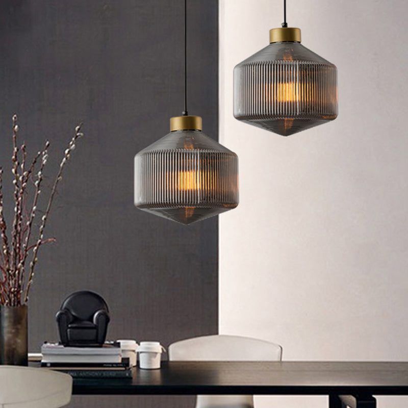 Camille Modern Trommel Pendelleuchte aus Prismenglas