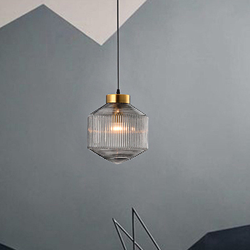 Camille Modern Trommel Pendelleuchte aus Prismenglas