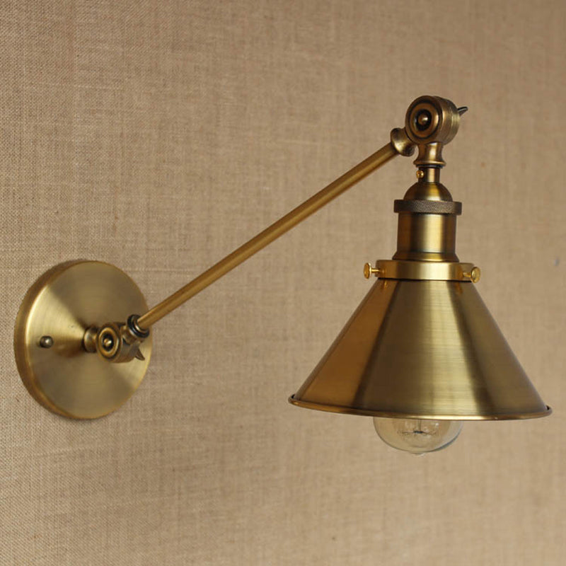 Colette Vintage Tapered Brass Wall Lamp Industrial Sconce