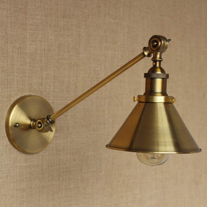 Colette Vintage Tapered Brass Wall Lamp Industrial Sconce