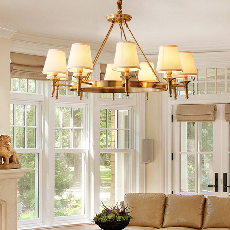 Claire Conic Fabric Chandelier Gold Minimalist Ceiling Light