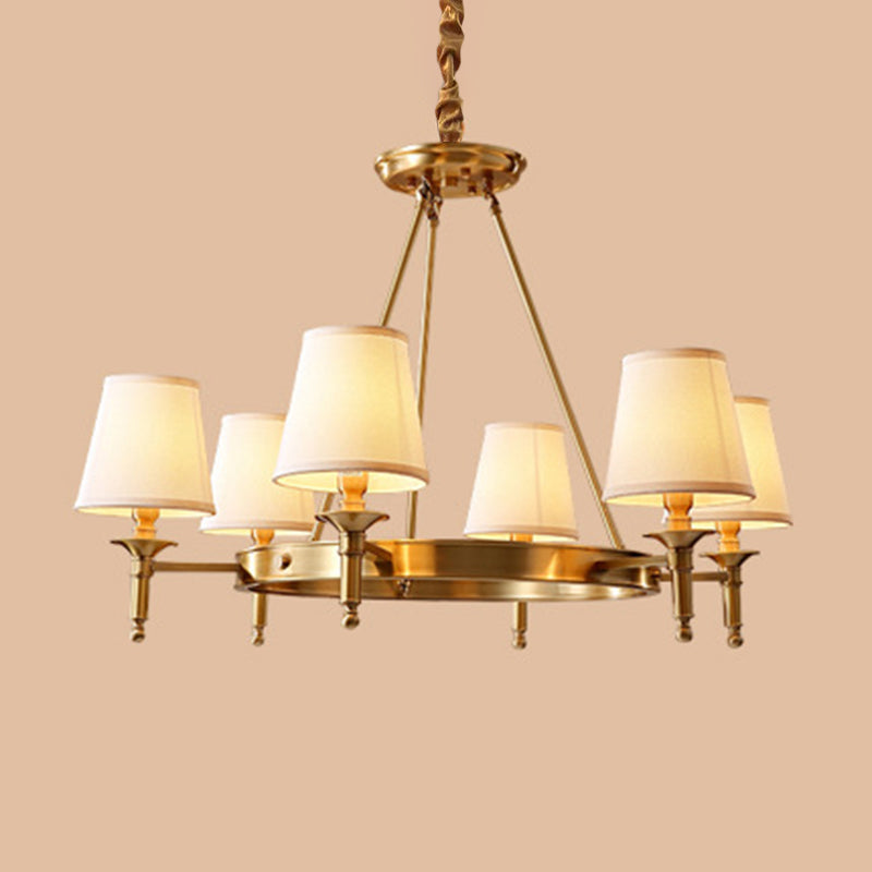 Claire Conic Fabric Chandelier Gold Minimalist Ceiling Light