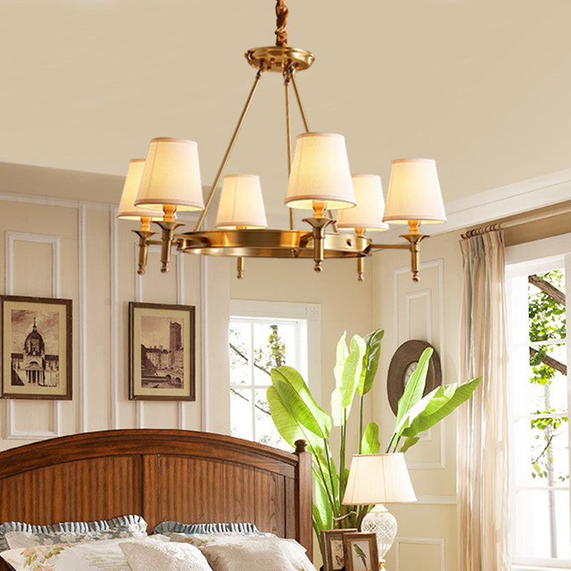 Claire Conic Fabric Chandelier Gold Minimalist Ceiling Light