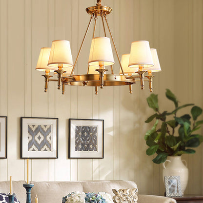 Claire Conic Fabric Chandelier Gold Minimalist Ceiling Light