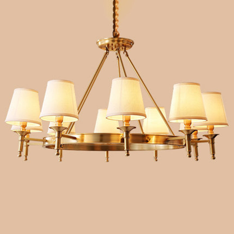 Claire Conic Fabric Chandelier Gold Minimalist Ceiling Light