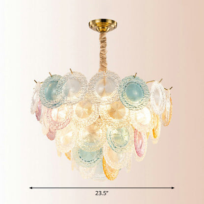 Elodie Mehrfarbiger Glas-Scheiben-Kronleuchter Modern 10-flammige Pendelleuchte
