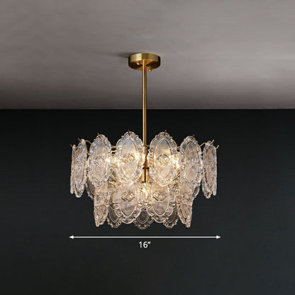 Colette Carved Glass Tiered Chandelier Gold Dining Pendant