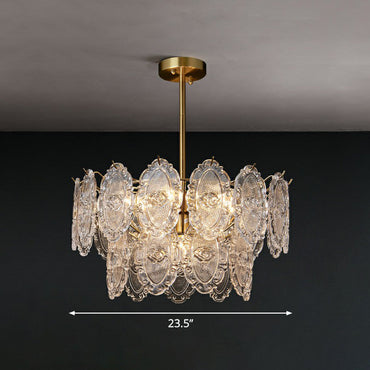 Colette Geschnitzter Glas Stufenkronleuchter Gold Esszimmer Pendelleuchte