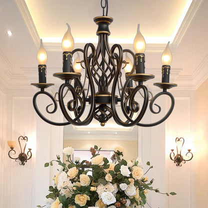 Charlotte Rustic Swirled Arm Metal Chandelier 6/8-Light Pendant