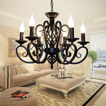 Charlotte Rustic Swirled Arm Metal Chandelier 6/8-Light Pendant