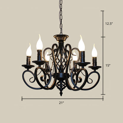 Charlotte Rustic Swirled Arm Metal Chandelier 6/8-Light Pendant