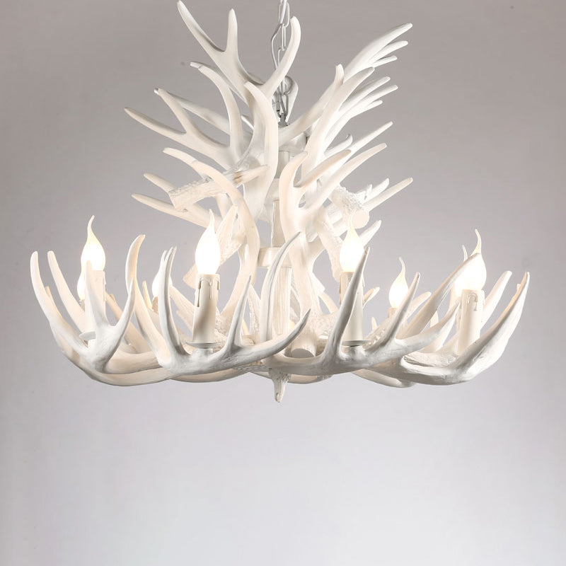 Élise Rustic Artificial Antler Chandelier Exposed Bulb Pendant