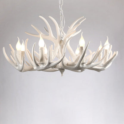 Élise Rustic Artificial Antler Chandelier Exposed Bulb Pendant