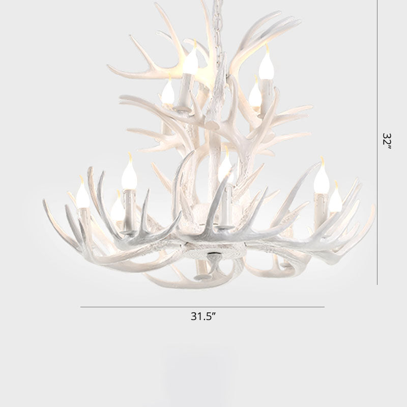 Élise Rustic Artificial Antler Chandelier Exposed Bulb Pendant