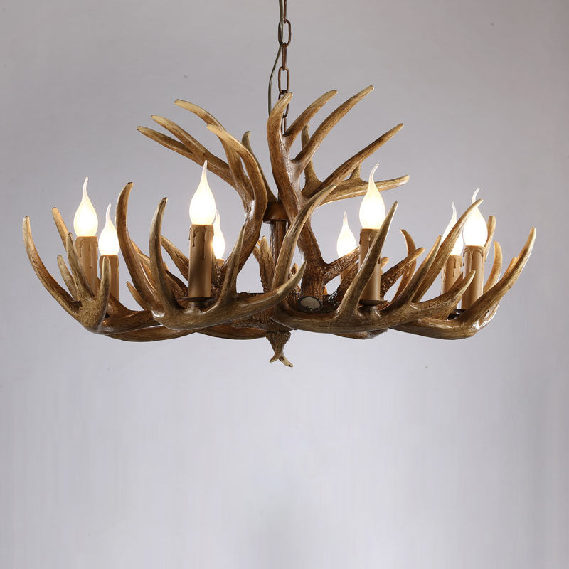 Élise Rustic Artificial Antler Chandelier Exposed Bulb Pendant