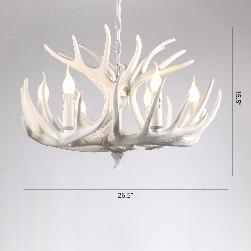 Élise Rustic Artificial Antler Chandelier Exposed Bulb Pendant
