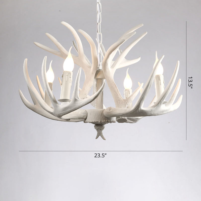 Élise Rustic Artificial Antler Chandelier Exposed Bulb Pendant