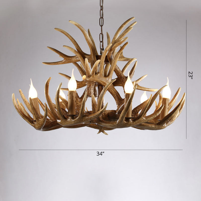 Élise Rustic Artificial Antler Chandelier Exposed Bulb Pendant