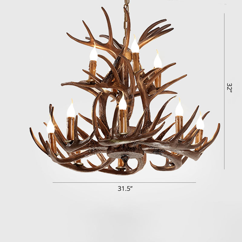 Élise Rustic Artificial Antler Chandelier Exposed Bulb Pendant