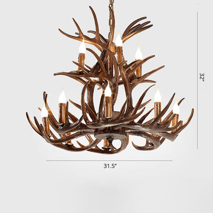 Élise Rustic Artificial Antler Chandelier Exposed Bulb Pendant